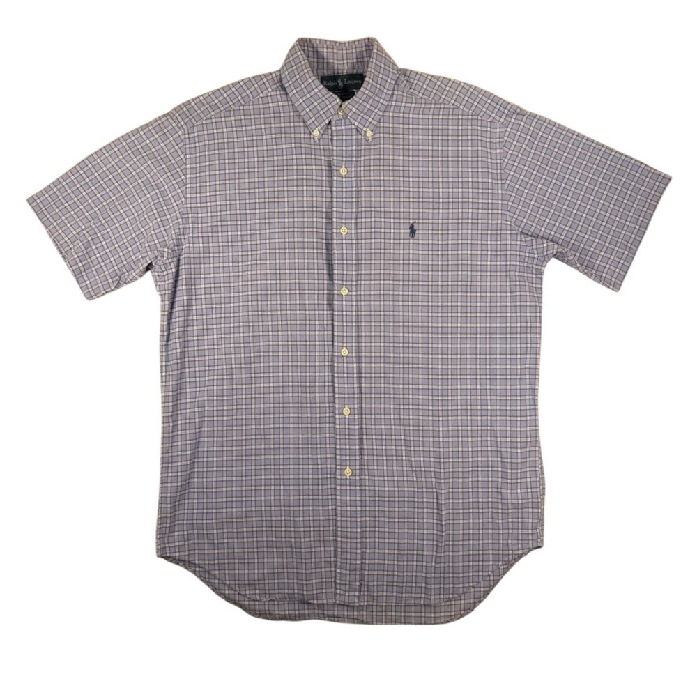 Ralph Lauren Blake Button Down Shirt M Men Blue Plaid Short Sleeve Cotton